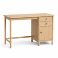 Schreibtisch Natur mit schwarzen Griffen, 120 × 50 × 76 cm, 2 Schubladen und 1 Schrankfach