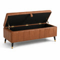 Gepolsterte Sitzbank mit Stauraum, 120 × 40 × 45 cm, Kunstleder in Cognacbraun, Retro-Stil