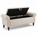 Gepolsterte Sitzbank mit Stauraum, 145 × 50 × 70 cm, Beige, im Chesterfield-Stil