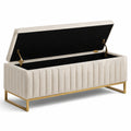 Gepolsterte Sitzbank mit Stauraum, 120 × 40 × 50 cm, Creme und Gold