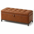 Gepolsterte Aufbewahrungsbank mit Klappdeckel, Braun/Dunkelbraun, 110 × 40 × 45 cm