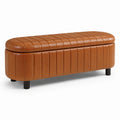 Gepolsterte Sitzbank mit Stauraum, 120 × 42 × 48 cm, Braun/Schwarz, Kunstleder im Retro-Stil