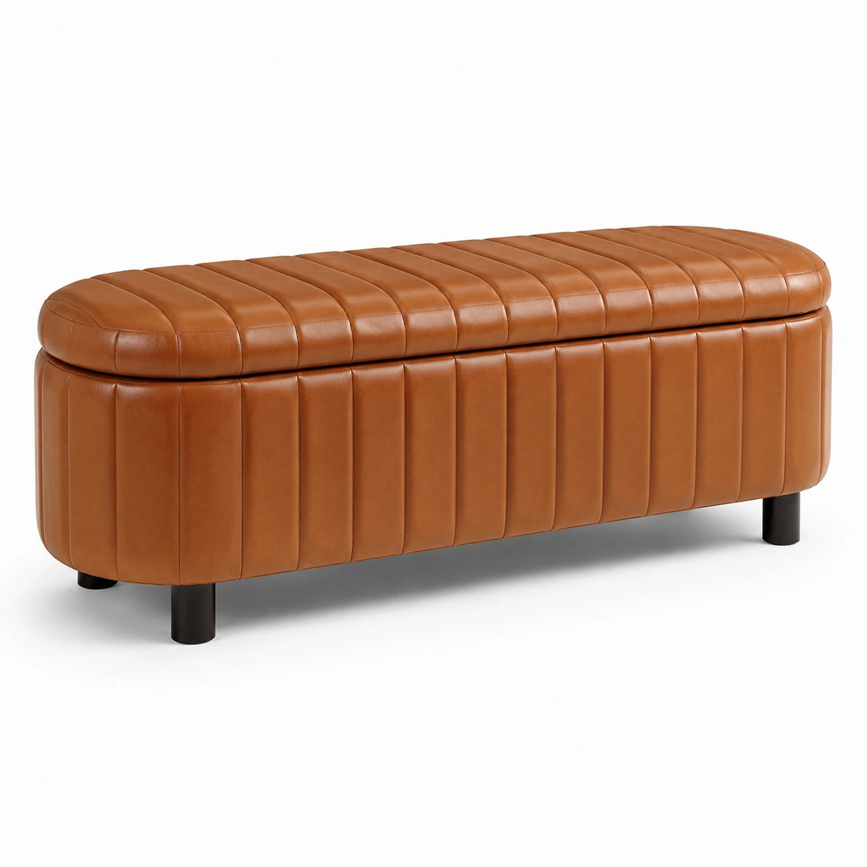 Gepolsterte Sitzbank mit Stauraum, 120 × 42 × 48 cm, Braun/Schwarz, Kunstleder im Retro-Stil