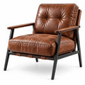 Gepolsterter Sessel in brauner Lederoptik, 76 x 82 x 84 cm, mit schwarzem Metallgestell
