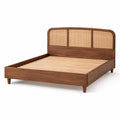 Doppelbett aus Holz mit Rattangeflecht, Braun/Natur, 210 × 170 × 110 cm, für Matratzen 160 × 200 cm