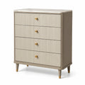 Kommode in Beige und Gold mit 4 geriffelten Schubladen, 80 × 40 × 100 cm