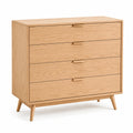 Kommode mit 4 Schubladen, 100 x 45 x 100 cm, Naturholz, skandinavischer Stil