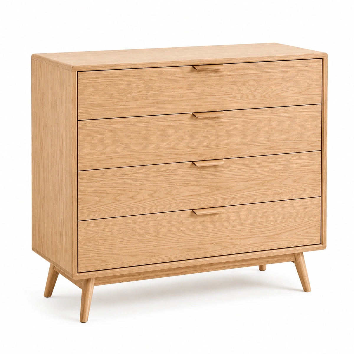 Kommode mit 4 Schubladen, 100 x 45 x 100 cm, Naturholz, skandinavischer Stil