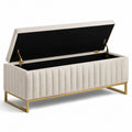Gepolsterte Sitzbank mit Stauraum, 120 × 40 × 50 cm, Creme und Gold