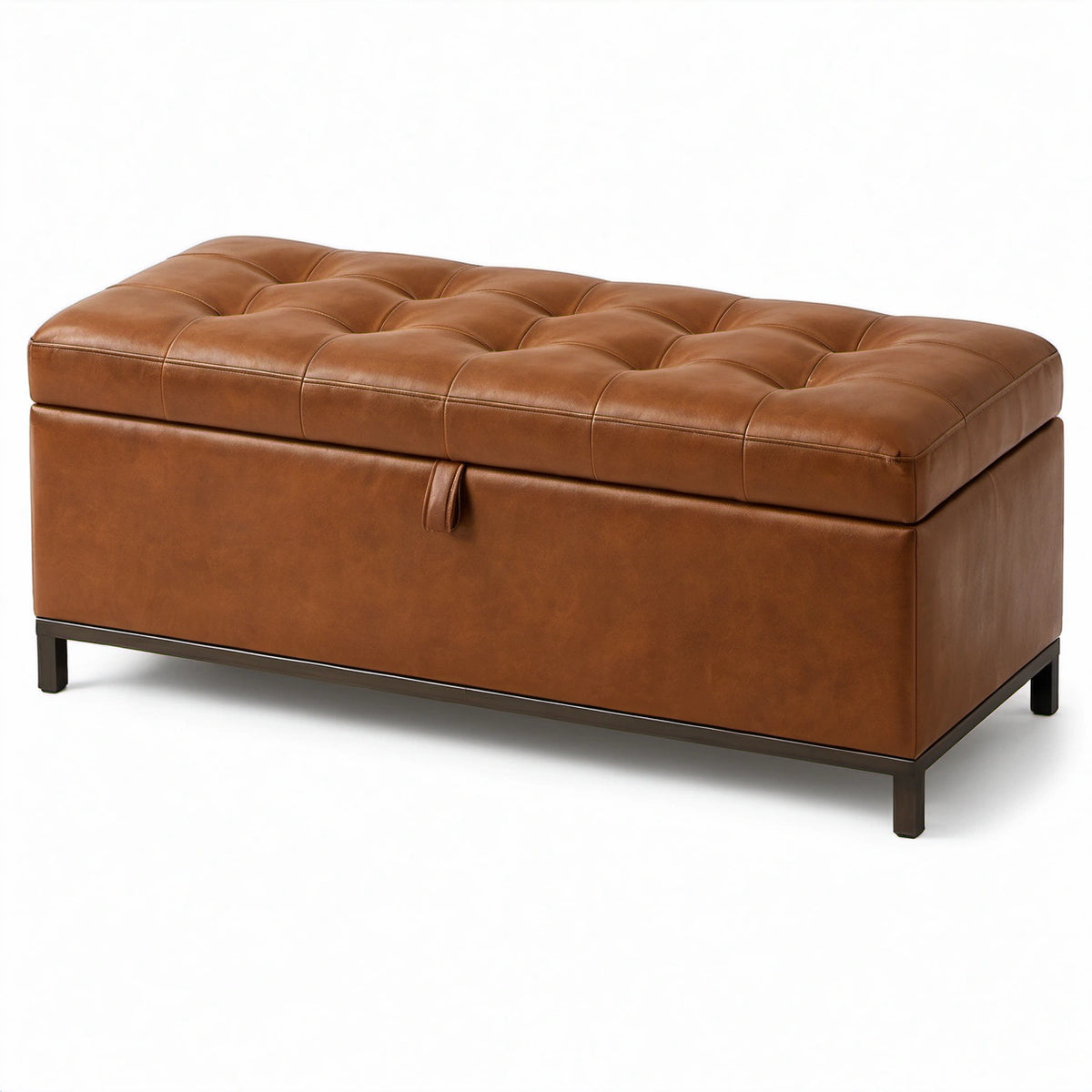 Gepolsterte Aufbewahrungsbank mit Klappdeckel, Braun/Dunkelbraun, 110 × 40 × 45 cm