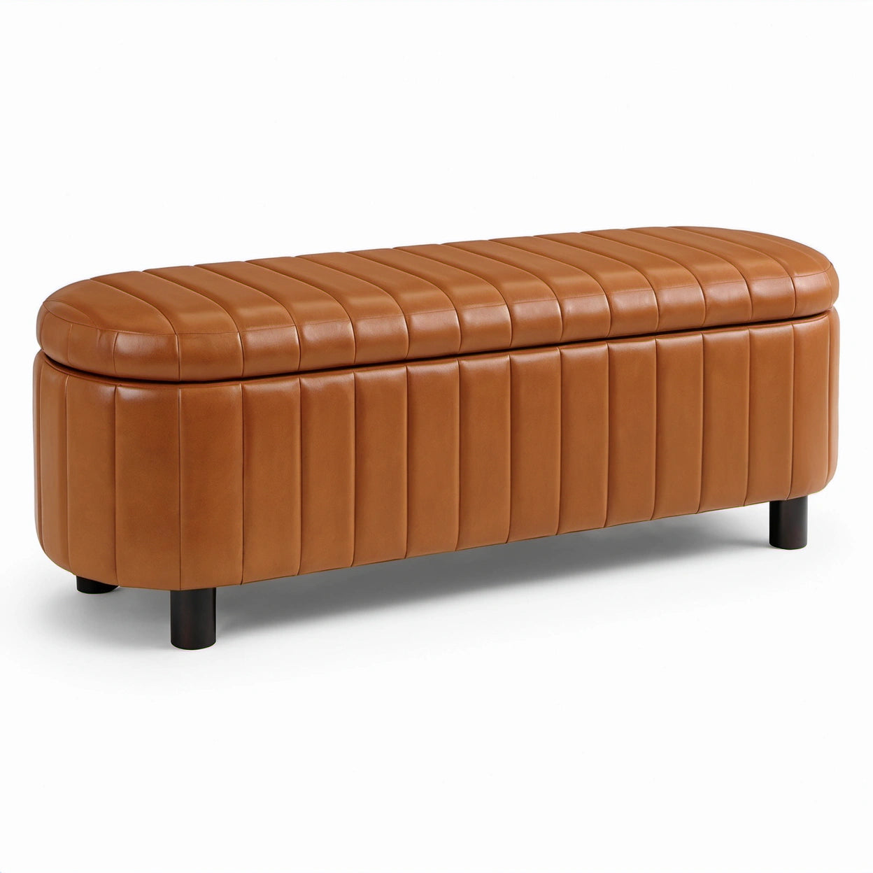 Gepolsterte Sitzbank mit Stauraum, 120 × 42 × 48 cm, Braun/Schwarz, Kunstleder im Retro-Stil
