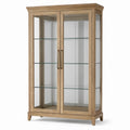 Vitrinenschrank mit 2 Glastüren und 3 Glasböden, Naturbraun, 110 × 42 × 190 cm
