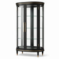 Klassische Vitrine mit 3 Glasböden und 2 Glastüren, Schwarz/Goldfarben/Transparent, 100 × 45 × 190 cm