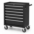 Abschließbarer Werkzeugwagen aus Stahl mit 6 Schubladen und Rollen, Schwarz/Silber, 69 × 33 × 75 cm