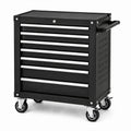 Mobiler Werkzeugwagen aus Stahl mit 7 Schubladen, 69 × 33 × 77 cm, Schwarz/Silber