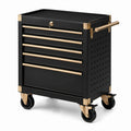 Mobiler Werkzeugwagen aus Stahl mit 5 Schubladen und Rollen, 79 × 48 × 88 cm, Schwarz/Gold